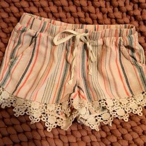 BeBop Striped shorts with crochet hem, size M